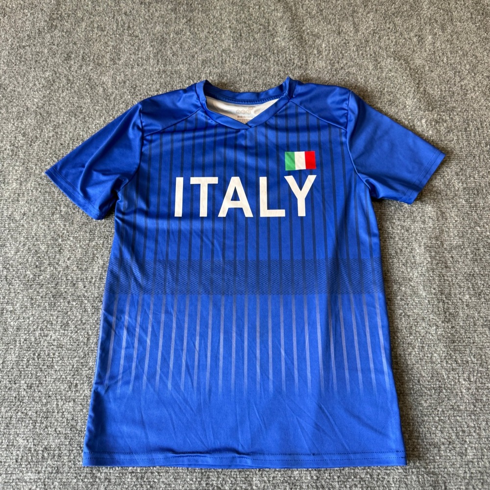 Gen2 Italy Soccer Jersey Kids Medium 10/12 Blue National Team Fan Shirt
